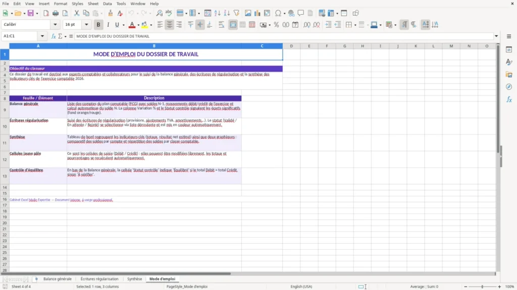 Mode d'emploi – Dossier comptable Excel – Modèle gratuit (2026)