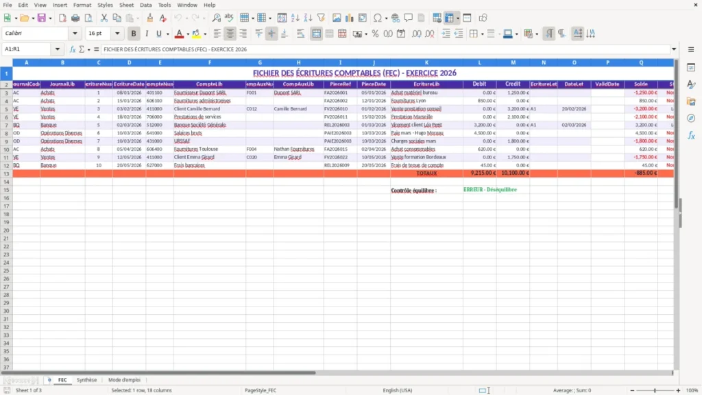 FEC – FEC Excel – Modèle Gratuit (2026)