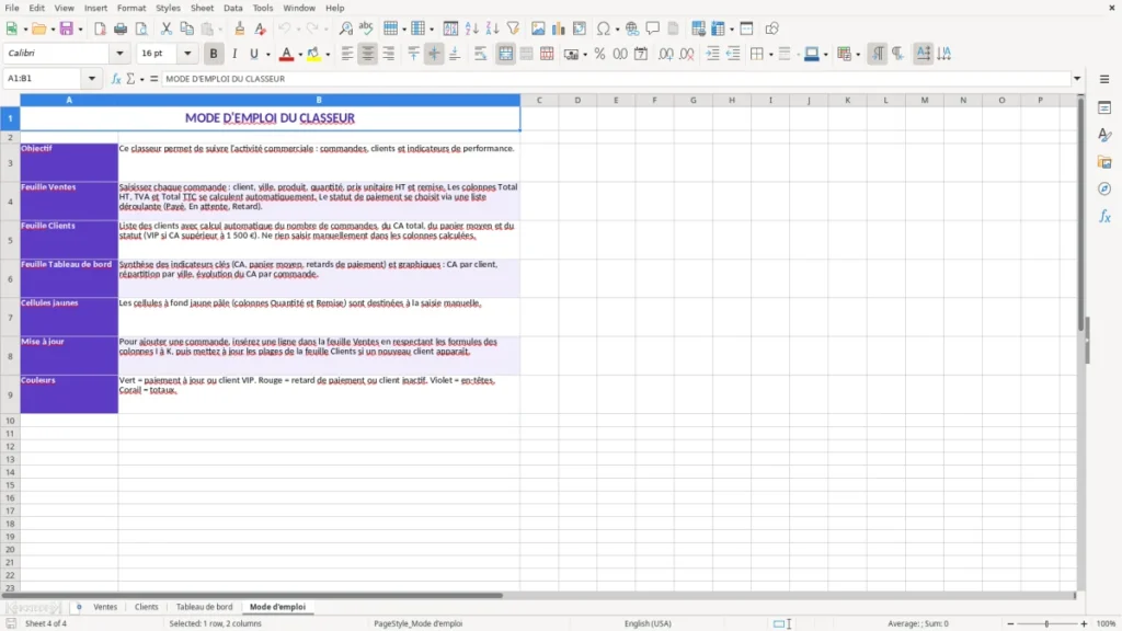 Mode d'emploi – Gestion commerciale Excel – Modèle Gratuit (2026)