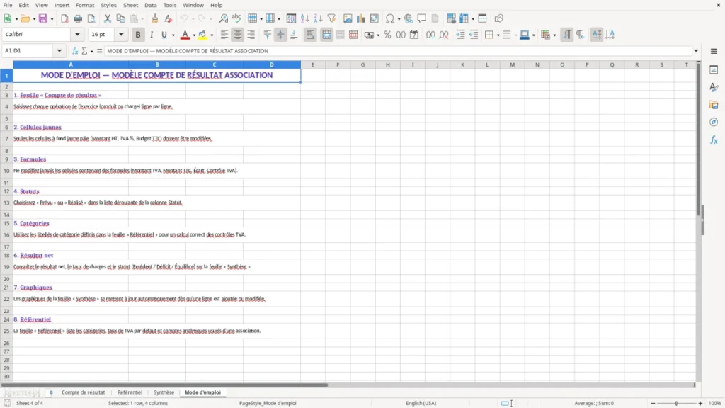 Mode d'emploi – Compte de résultat association Excel – Modèle (2026)