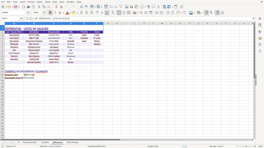 Référentiel – Planning travaux chantier Excel – Modèle Gratuit (2026)