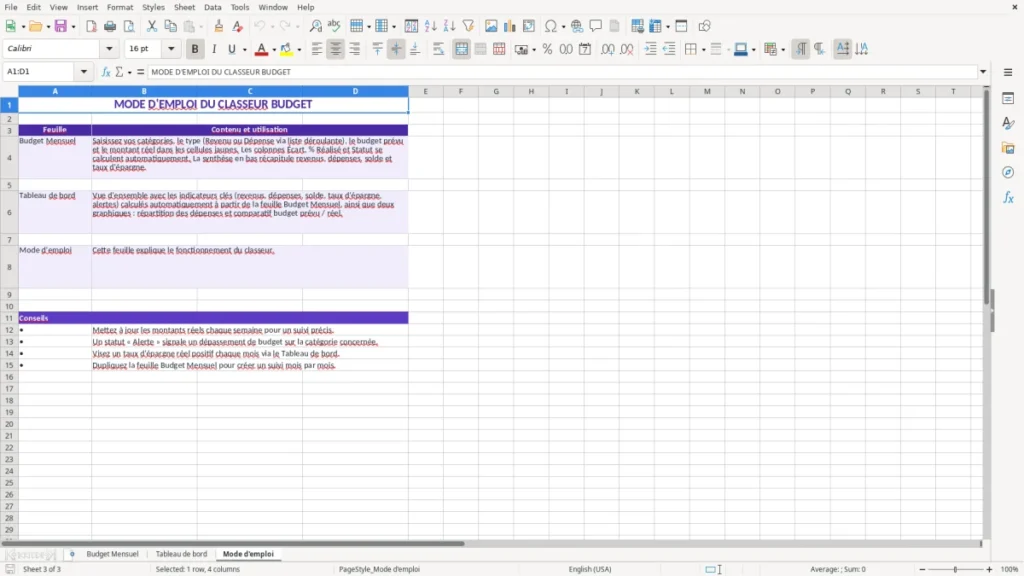 Mode d'emploi – Budget Excel – Modèle Gratuit (2026)