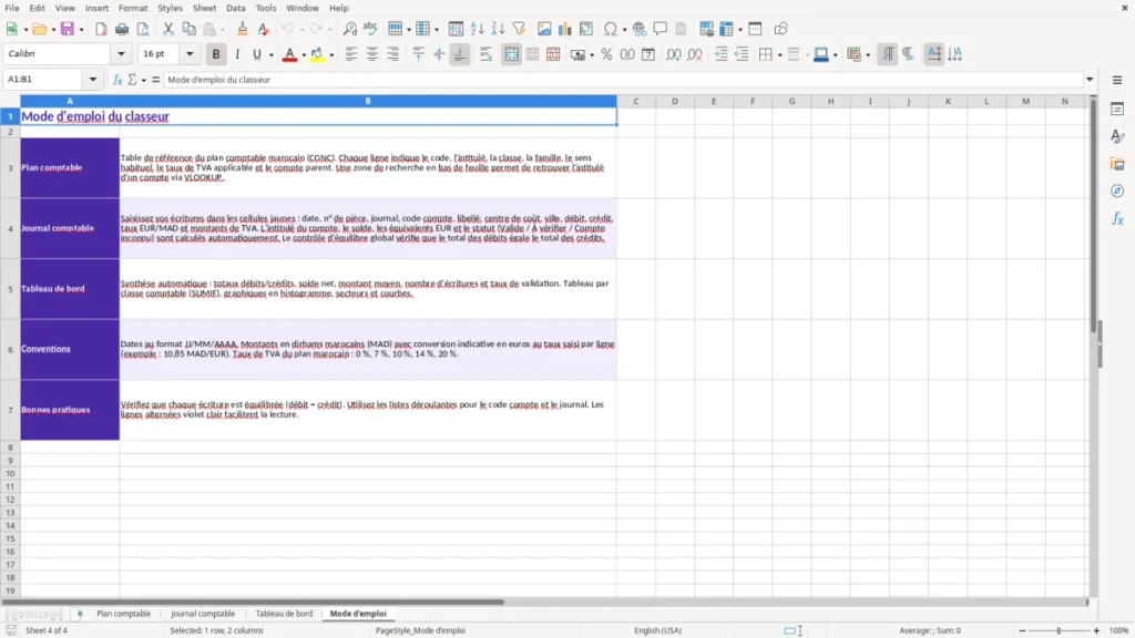 Mode d'emploi – Plan comptable marocain Excel à télécharger