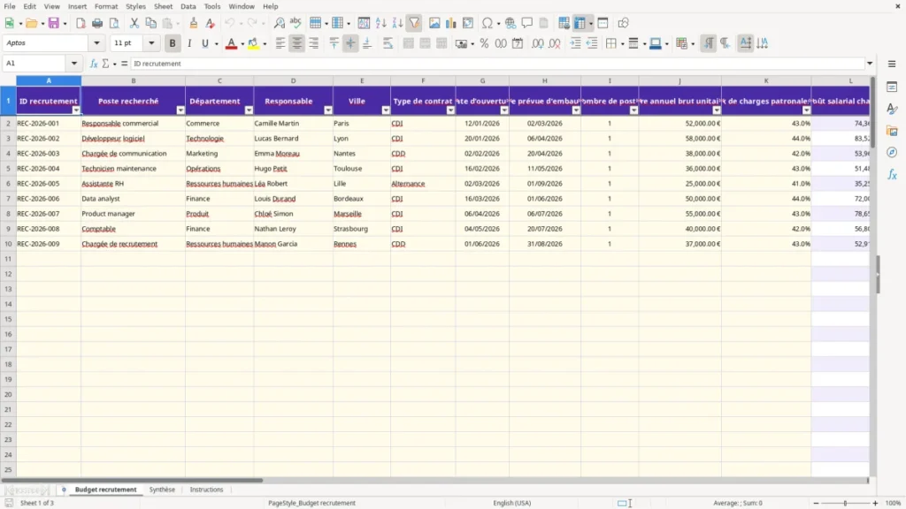 Budget recrutement – Budget recrutement Excel – Modèle Gratuit (2026)